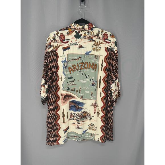 Reyn Spooner Shirt Mens Extra Large Arizona Map Vacation Rayon Retro Nostalgia - Picture 2 of 13